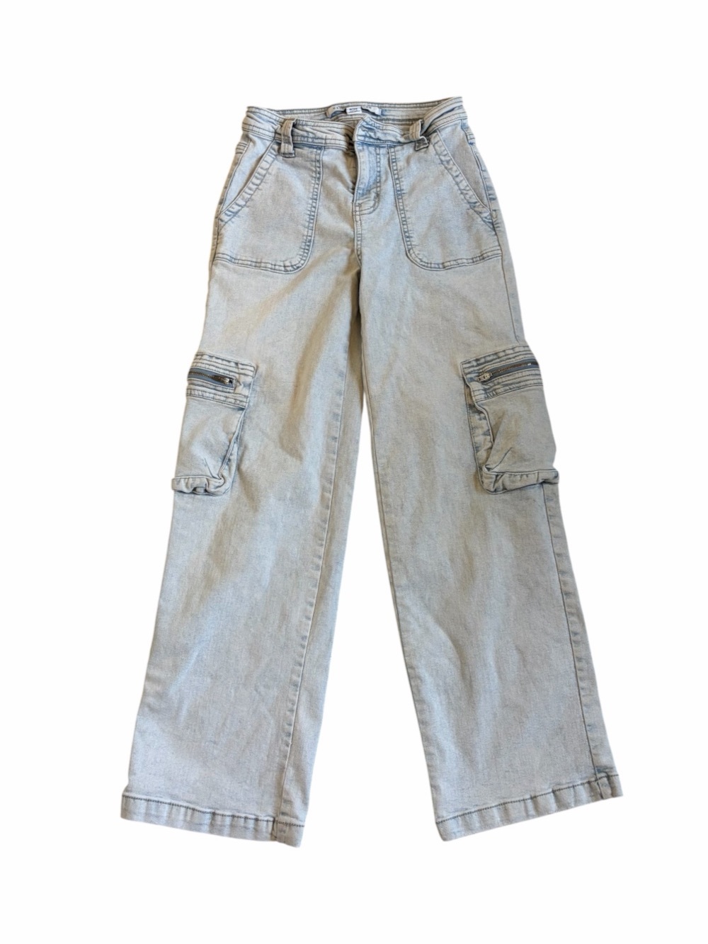 Celebrity Pink Faded Light Blue Wide-Leg Cargo Pants